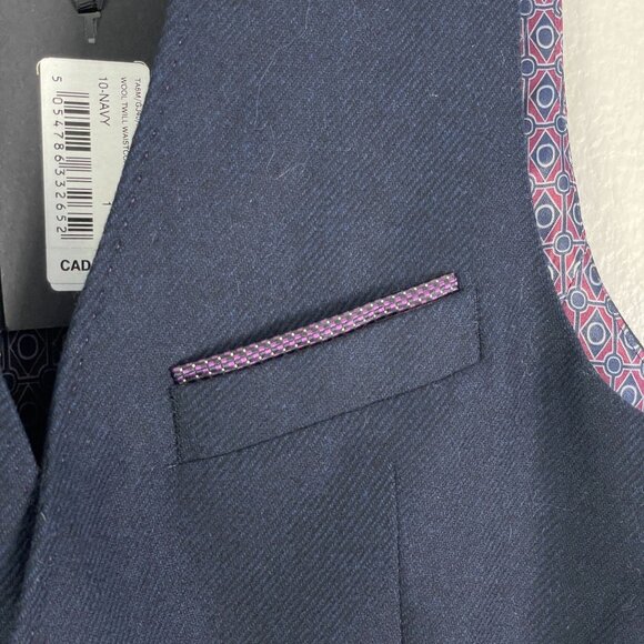 NEW $225 Ted Baker Mens US 34 Business Formal Navy Suit Vest Button Waistcoat - Picture 8 of 10